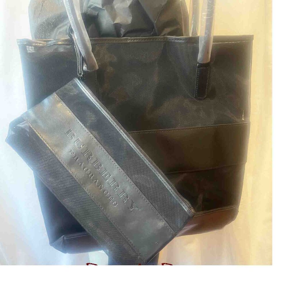 Burberry Fragrances Midium Size Black Mesh Tote Bag with detachable Make up bag